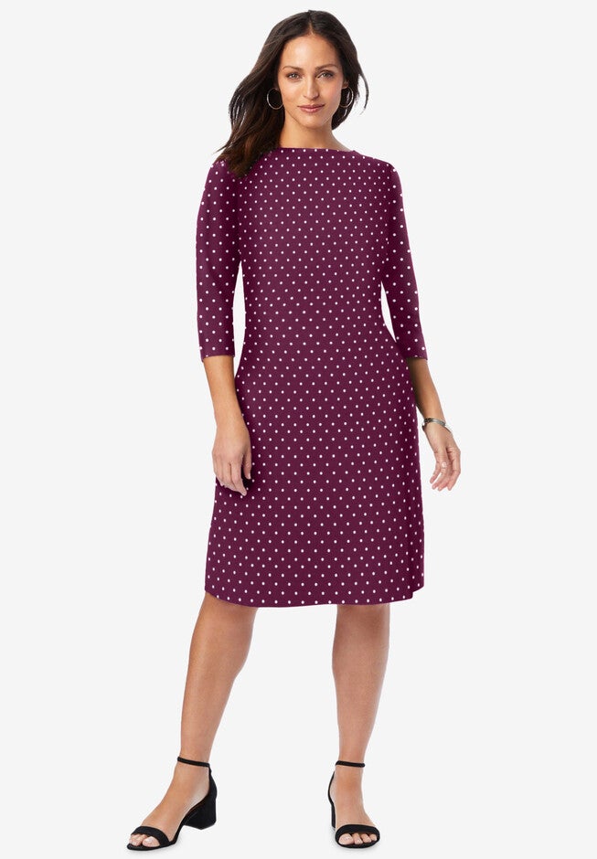 Stretch Cotton Boatneck Shift Dress Jessica London