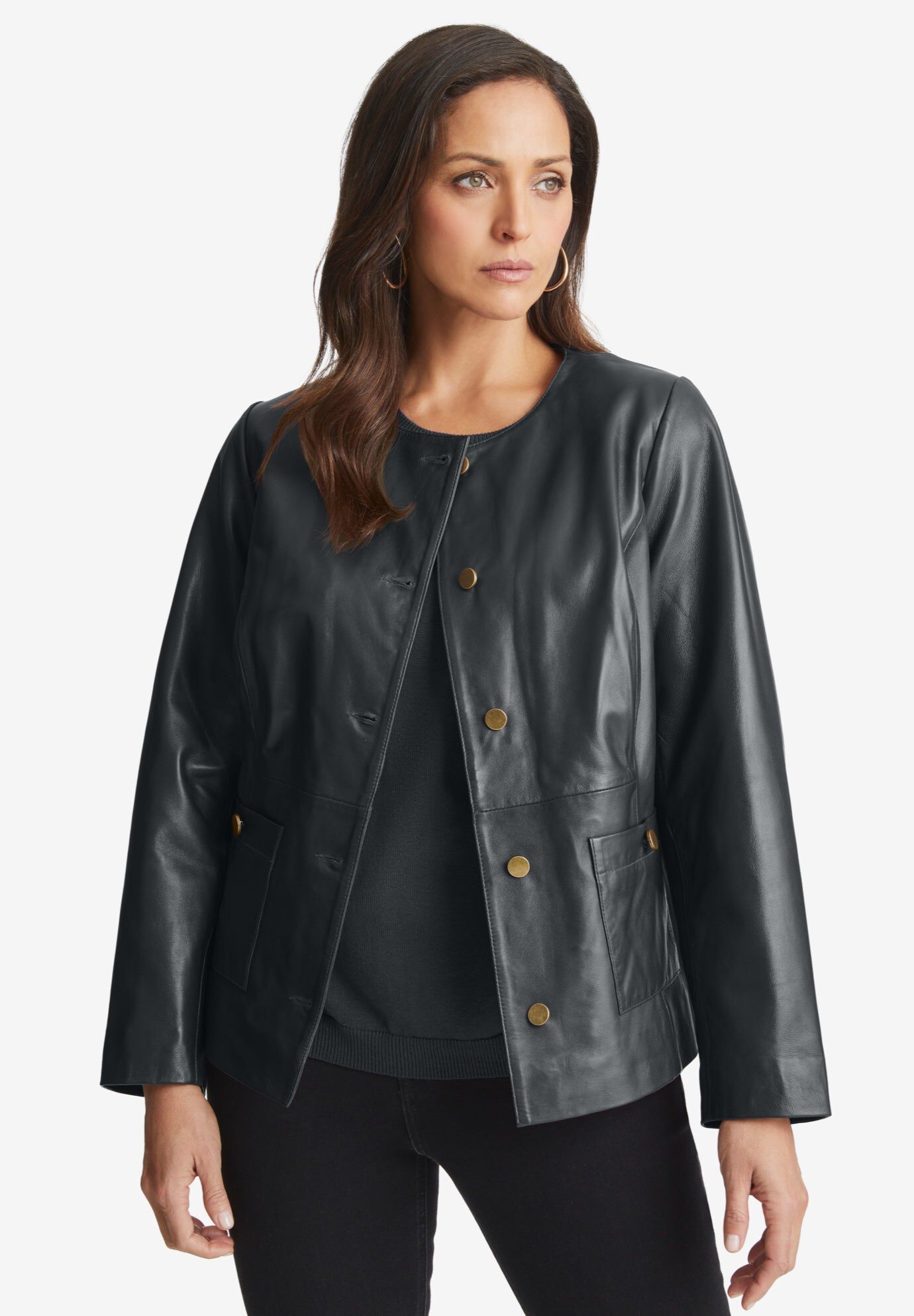 Leather Lady Jacket, BLACK, hi-res image number 0