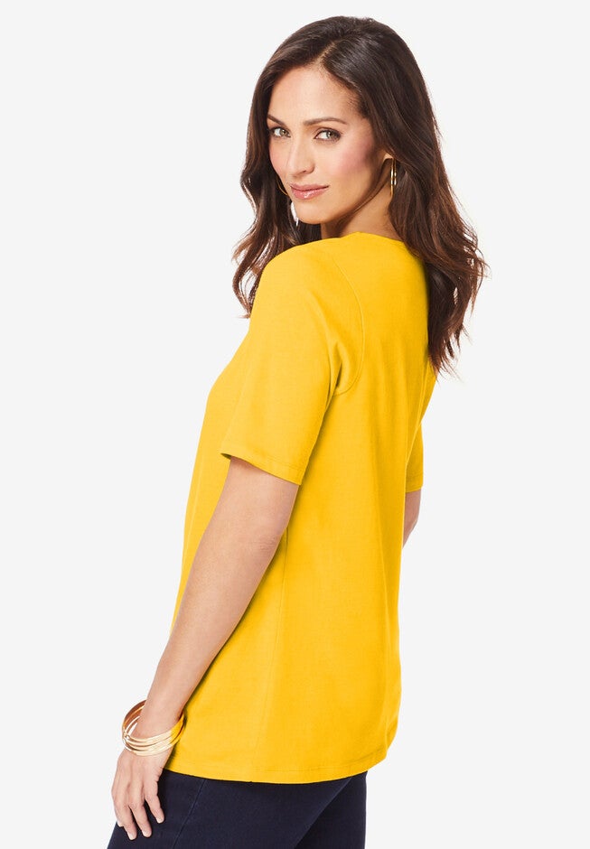 Shirred V-Neck Tee, , alternate image number null