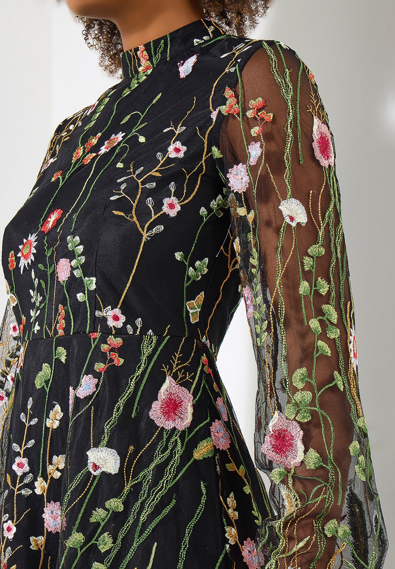 Embroidered Floral Dress, MIDNIGHT MULTI GARDEN, alternate image number 2