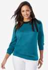 Tie-Neck Sweater, DEEP TEAL, hi-res image number null