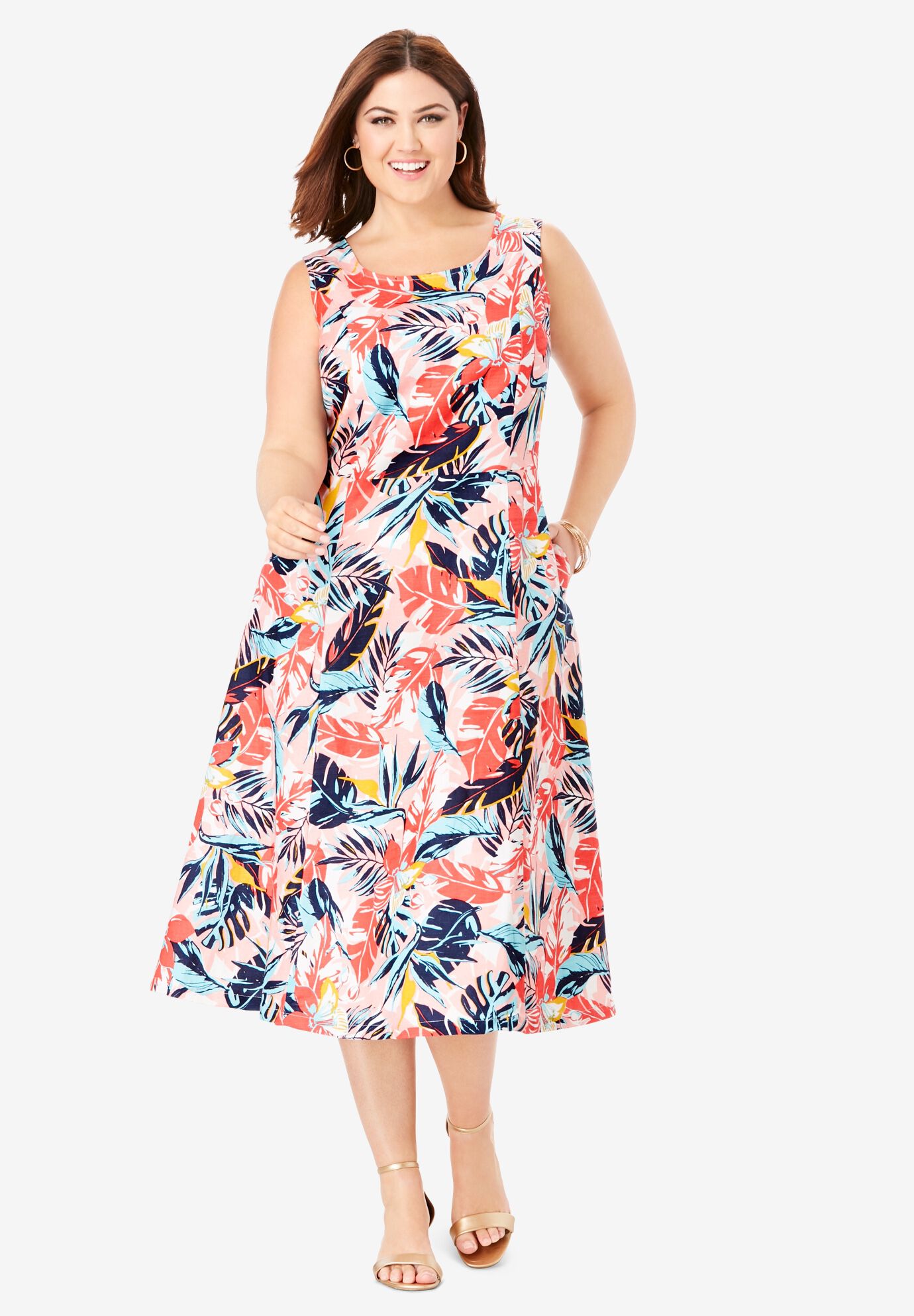 Jessica London Womens Plus Size Printed Jacket Dress