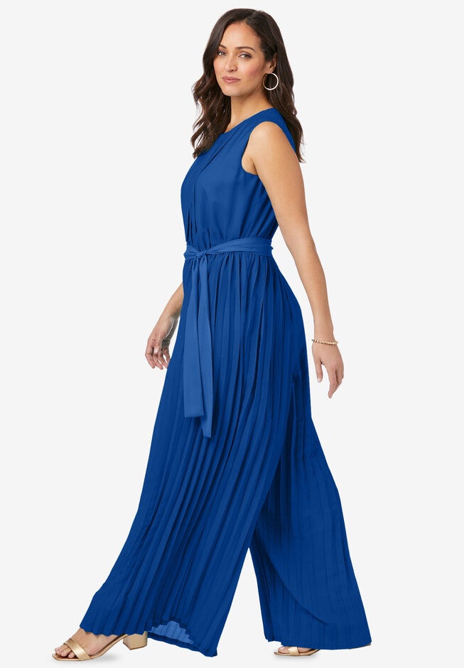 Pleated Wide Leg Jumpsuit, , alternate image number 2