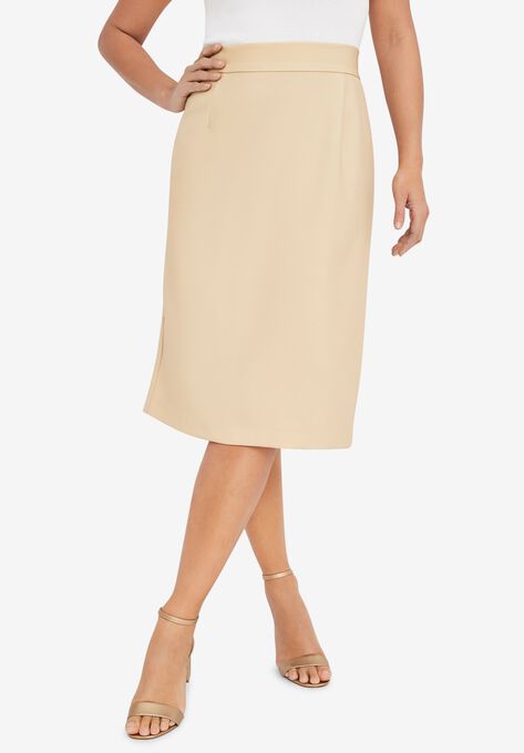 Tummy Control Bi-Stretch Pencil Skirt, CAMEL TAN, hi-res image number null