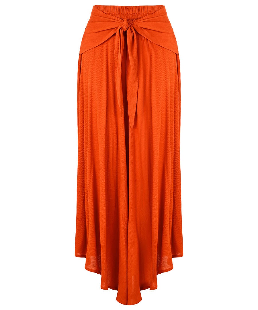 Tie Waist Skirt, RUST, alternate image number 4