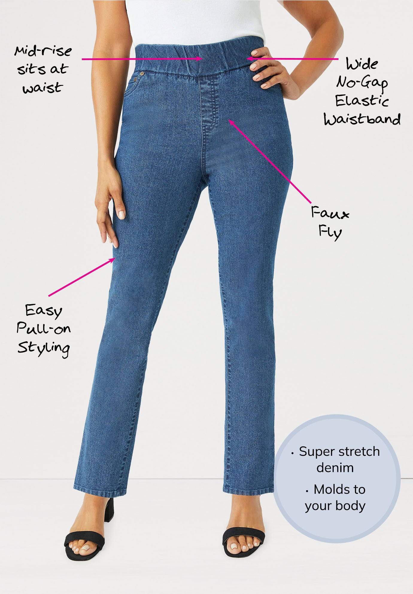 Womens comfort waist jeans top