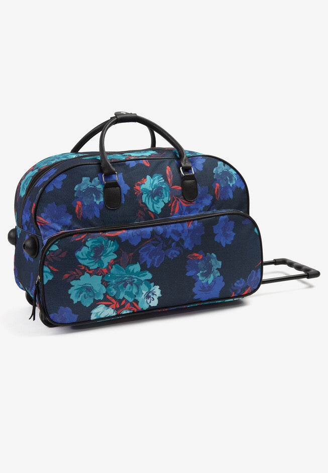 Rolling Travel Bag, BLACK WATERCOLOR ROSE, hi-res image number null