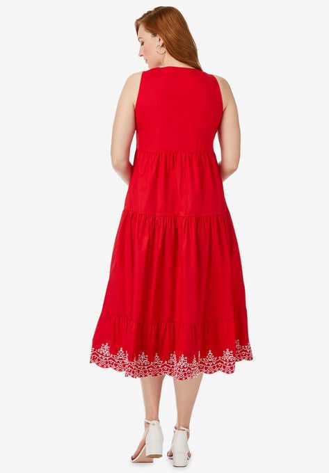Sleeveless Eyelet Poplin Dress, , on-hover image number null