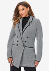 Double-Breasted Sweater Blazer, BLACK IVORY, hi-res image number null