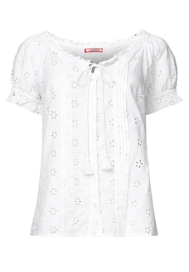 Eyelet Peasant Blouse, WHITE, alternate image number null