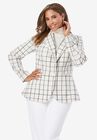 Wool-Blend Peplum Blazer, TEAL PURPLE SIMPLE PLAID, hi-res image number null