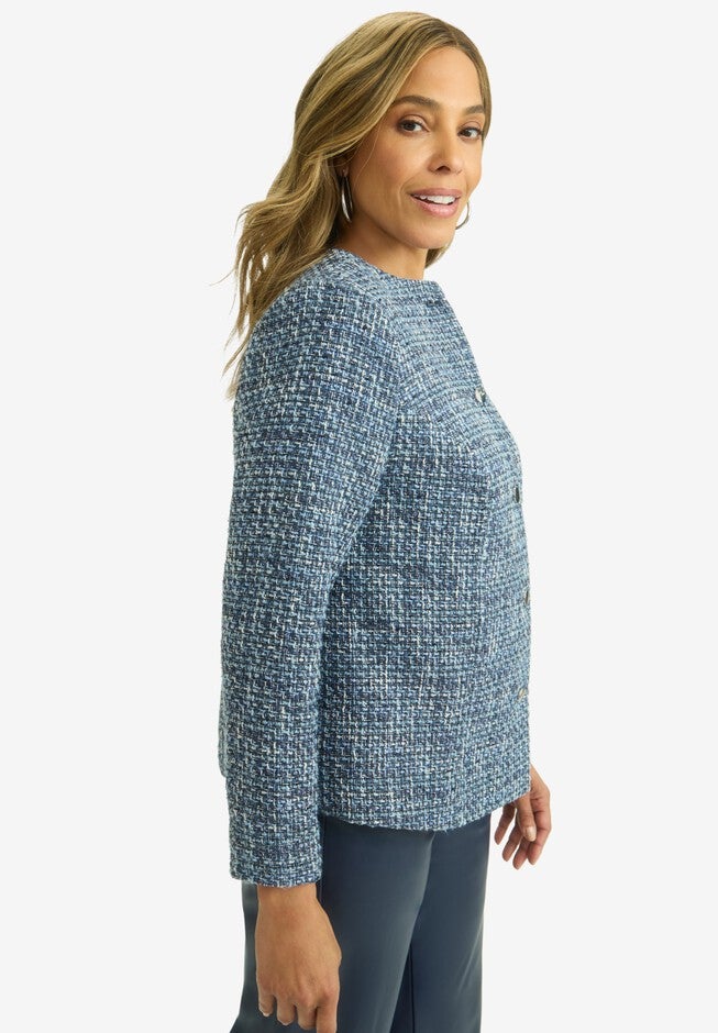 Tweed Lady Jacket, NAVY TWEED, alternate image number null