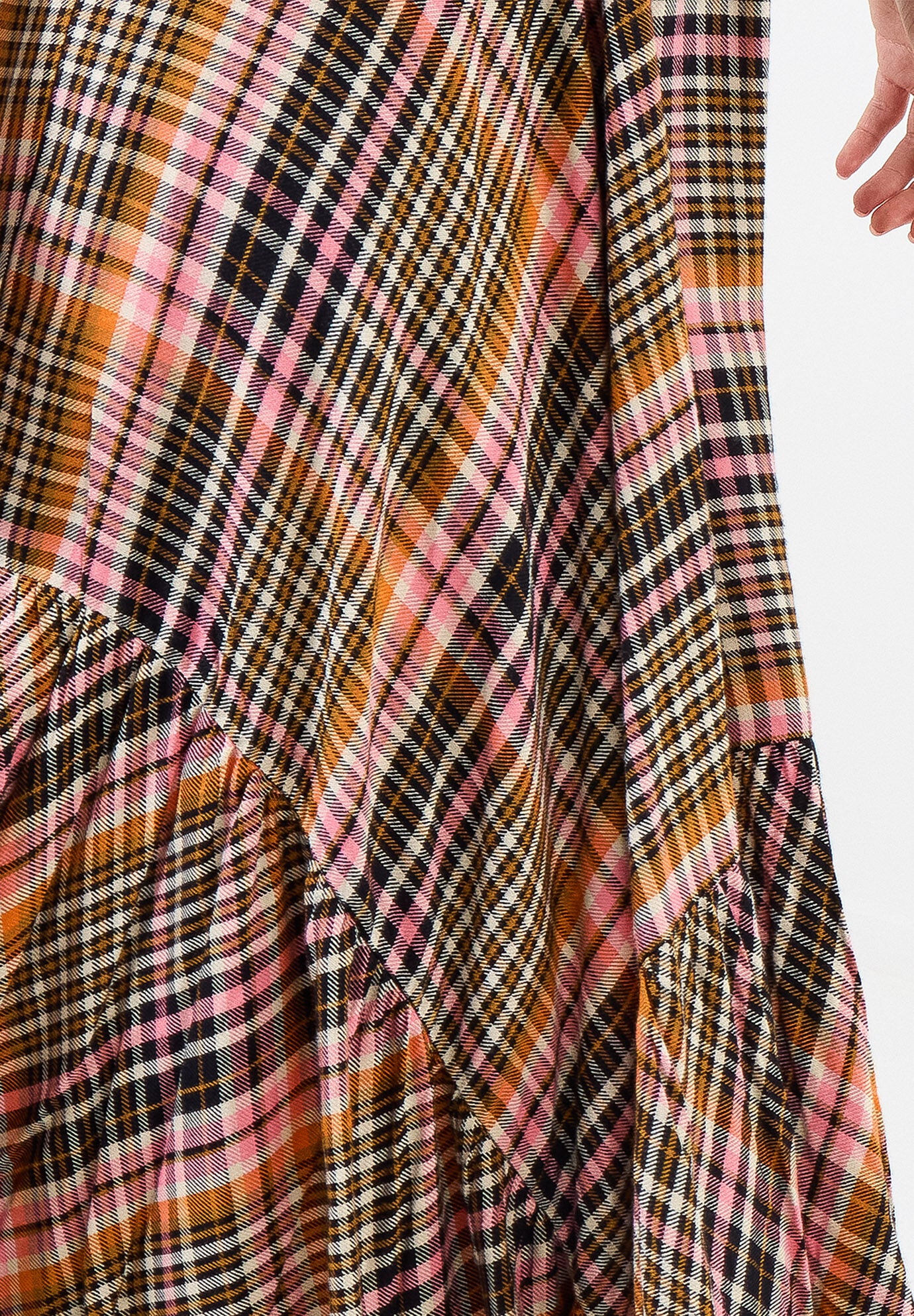 Checkered Hanky Hem Maxi Skirt, AUTUMN SUNSET PLAID, alternate image number 5