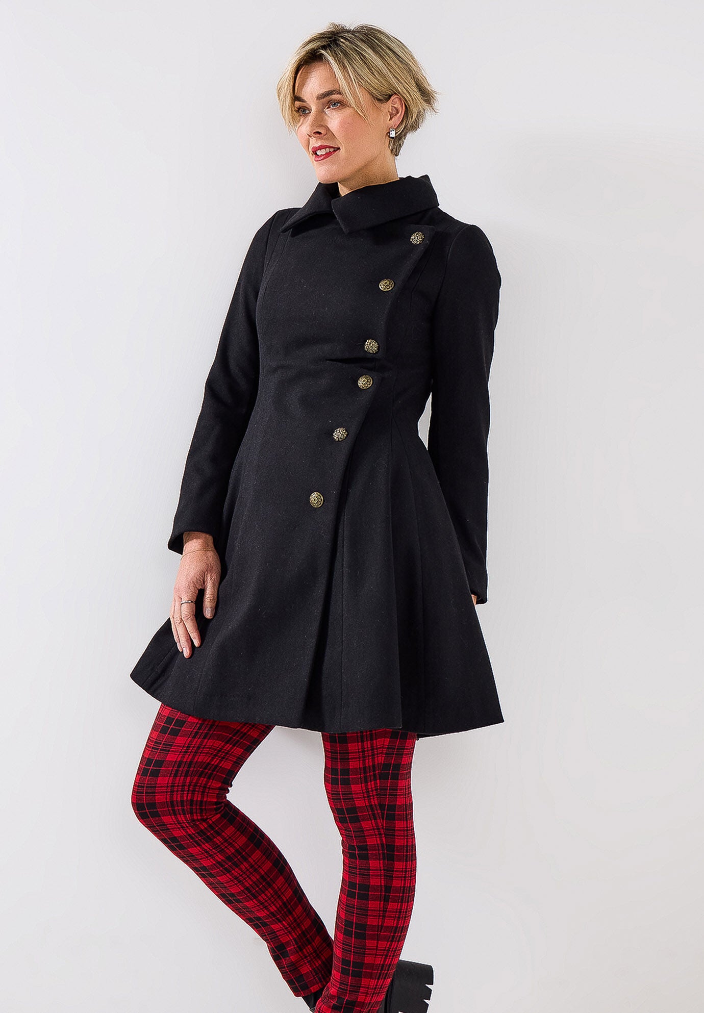 Asymmetrical Wool Blend A-Line Coat