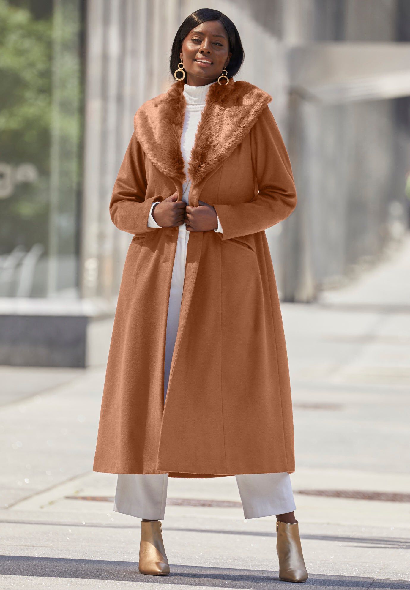 Plus Size Long Tailored Wool Blend Coat | Woman Within
