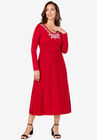 Embellished Sweater Dress, CLASSIC RED JEWEL FLORAL, hi-res image number null
