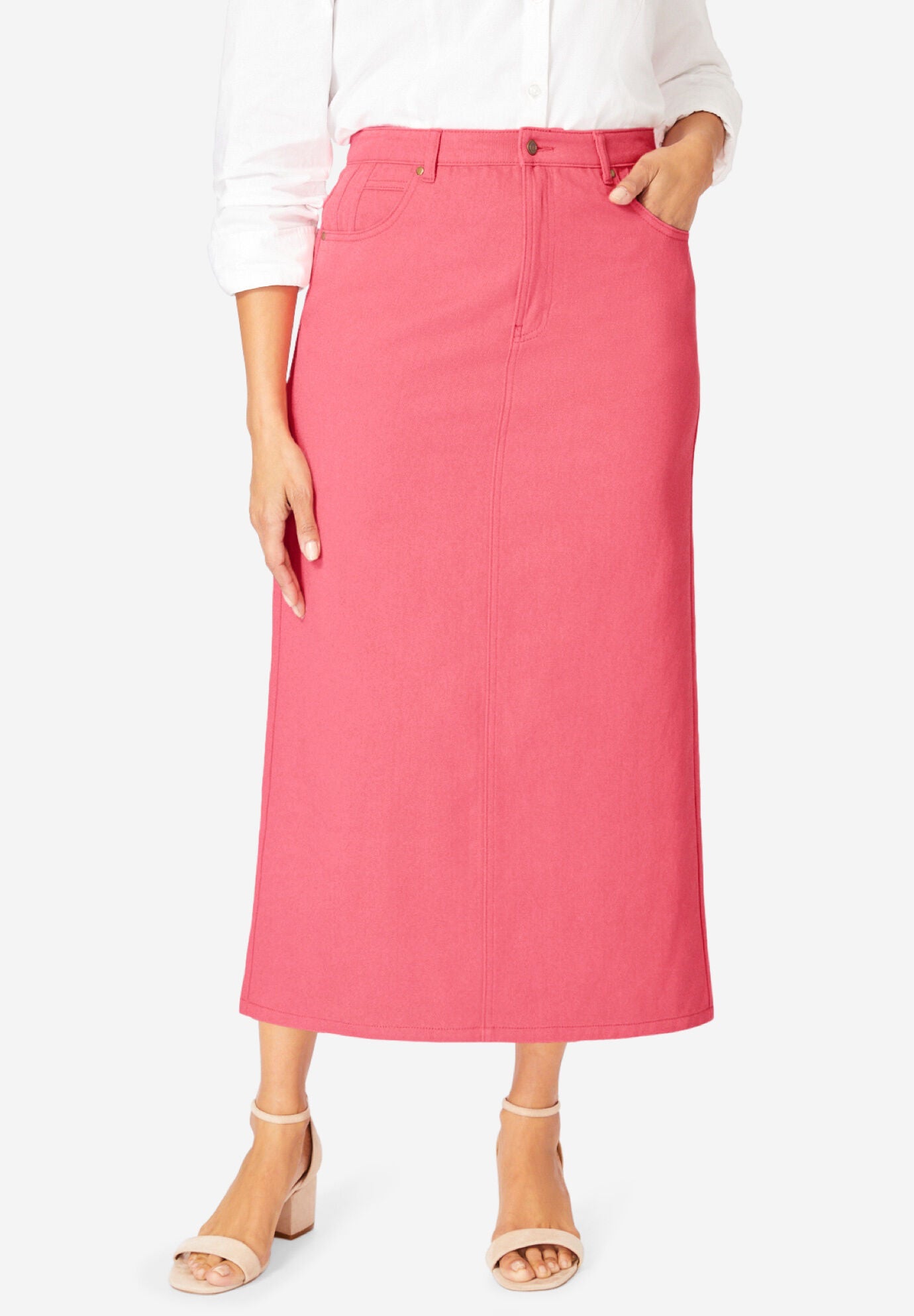 Mid length denim skirts king deals size