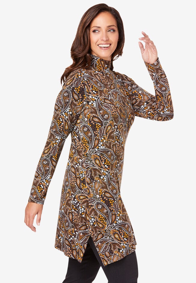 Point Hem Mockneck Tunic, , alternate image number null