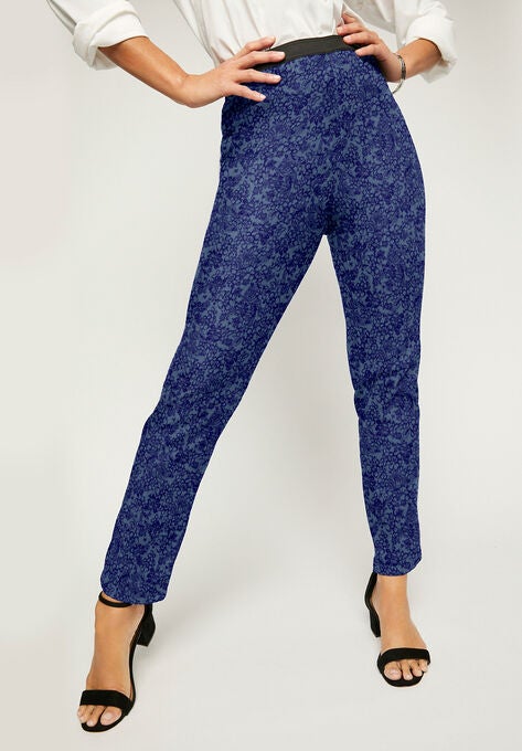 Straight Leg Stretch Denim Jeggings, MEDIUM STONEWASH LACE, hi-res image number null