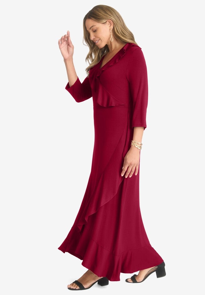 Ruffle Wrap Maxi Dress, , alternate image number 2
