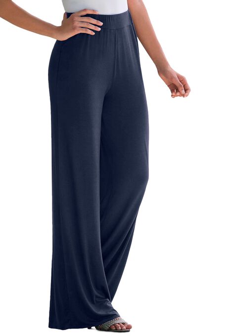 Everyday Stretch Knit Palazzo Pant Plus Size Bottoms Jessica London