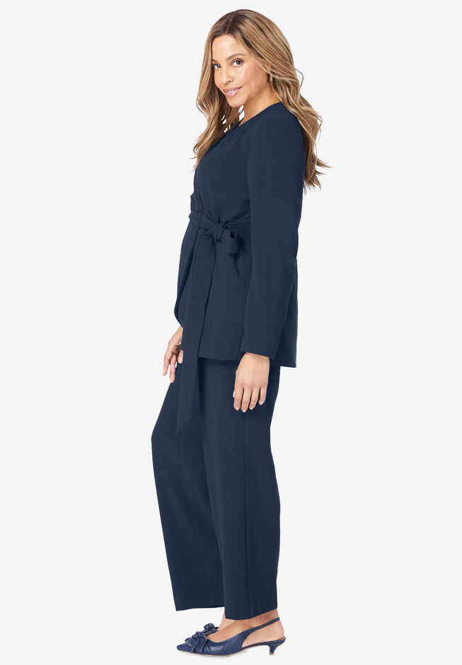 Jessica London Women's Plus Size Double-Breasted Pantsuit - 16 W, Black