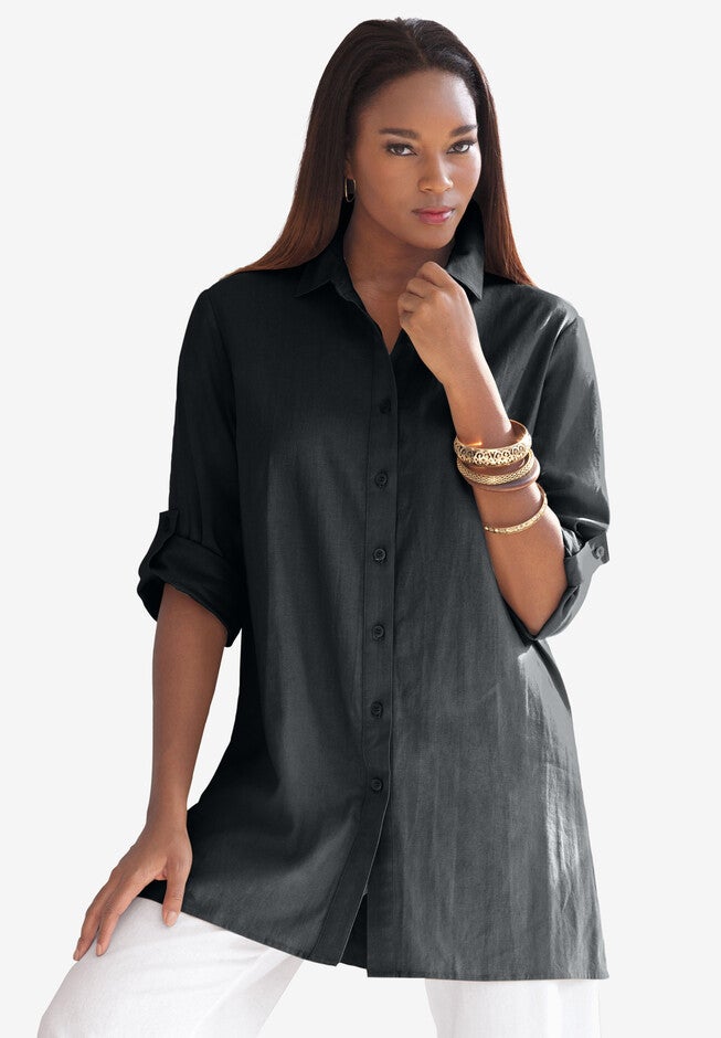 Linen Tunic, BLACK, hi-res image number 0