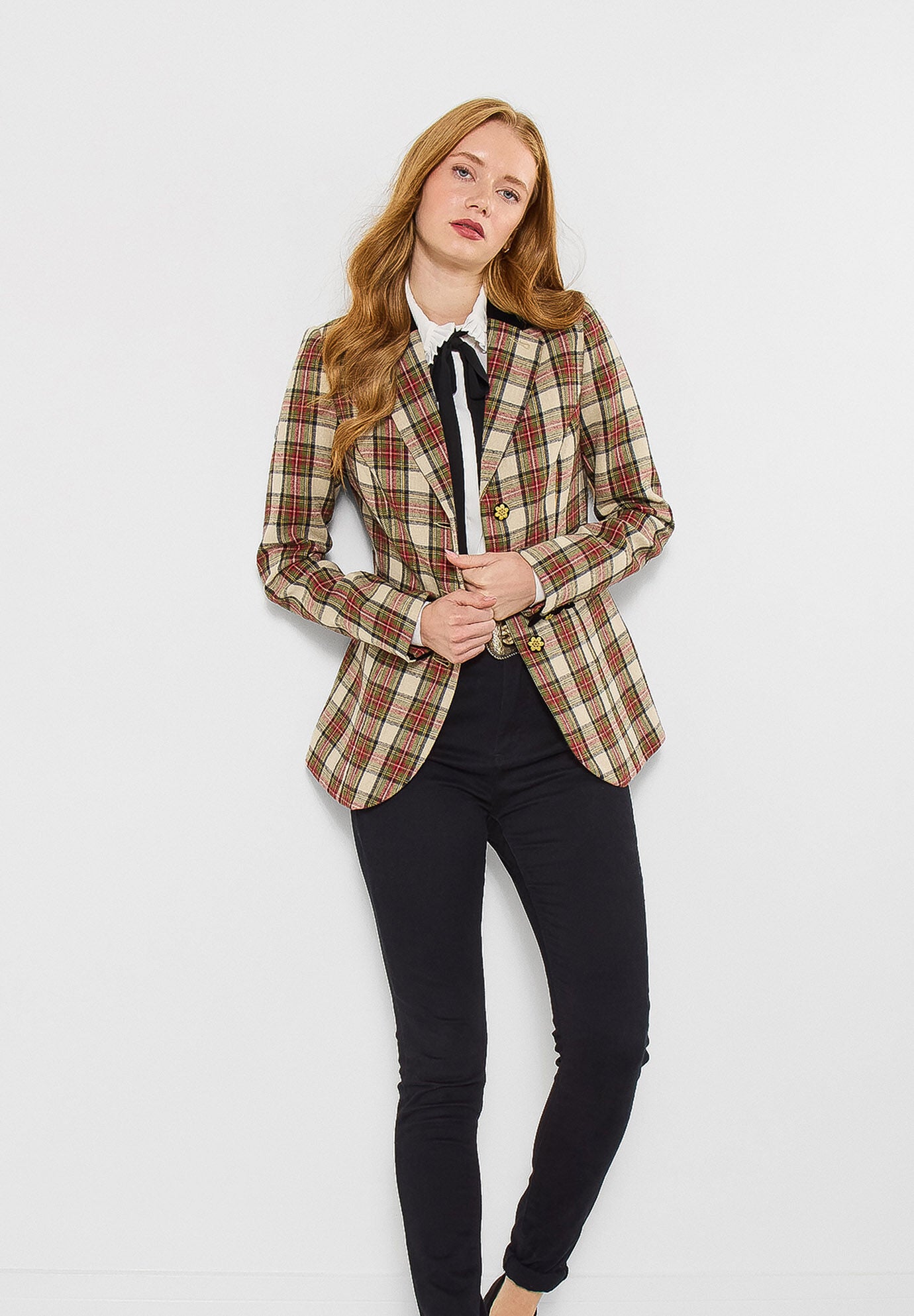 Holiday Plaid Blazer, RED CHECK PLAID, on-hover image number 1
