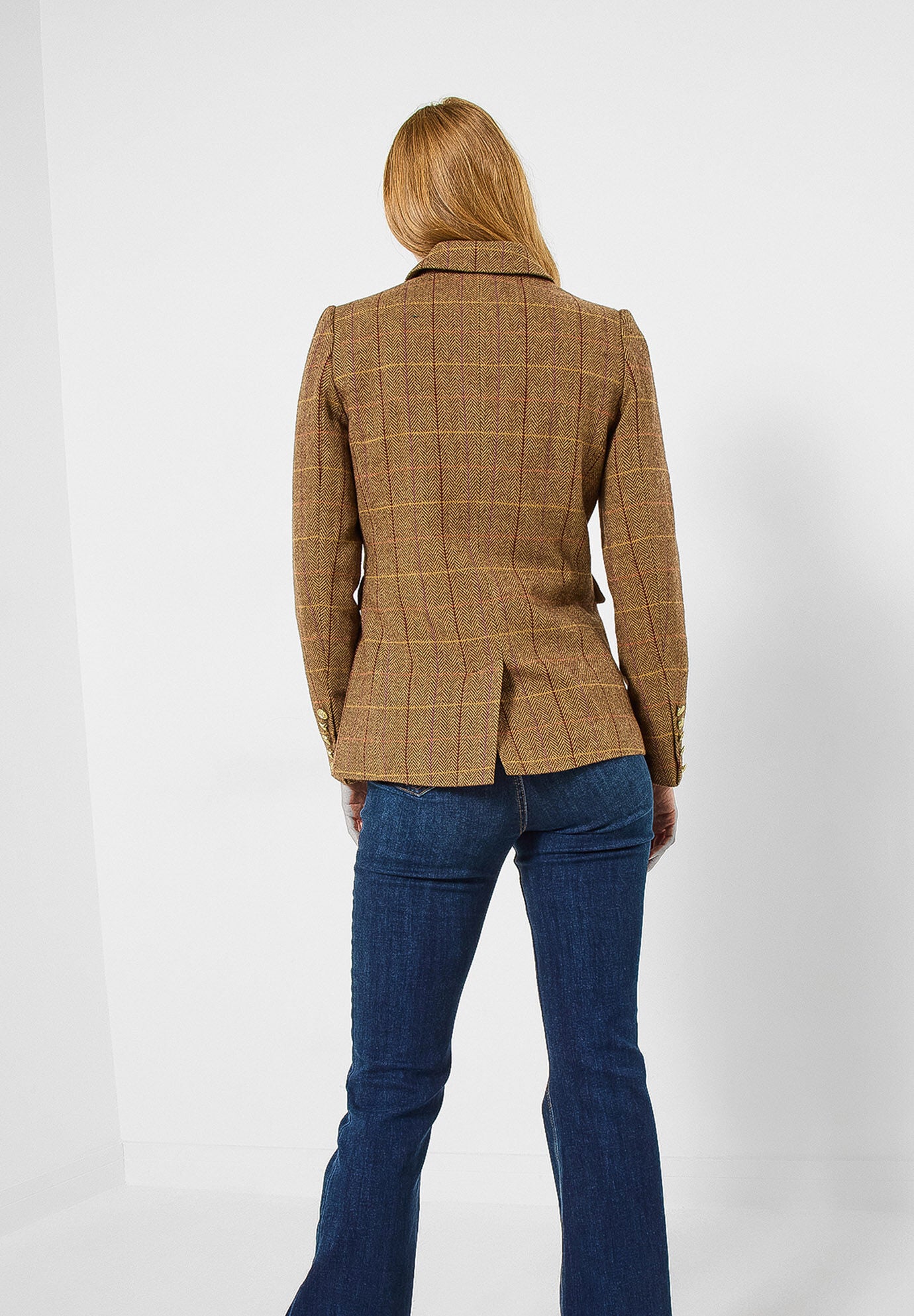 Double Breasted Plaid Blazer, COGNAC PLAID, alternate image number 5