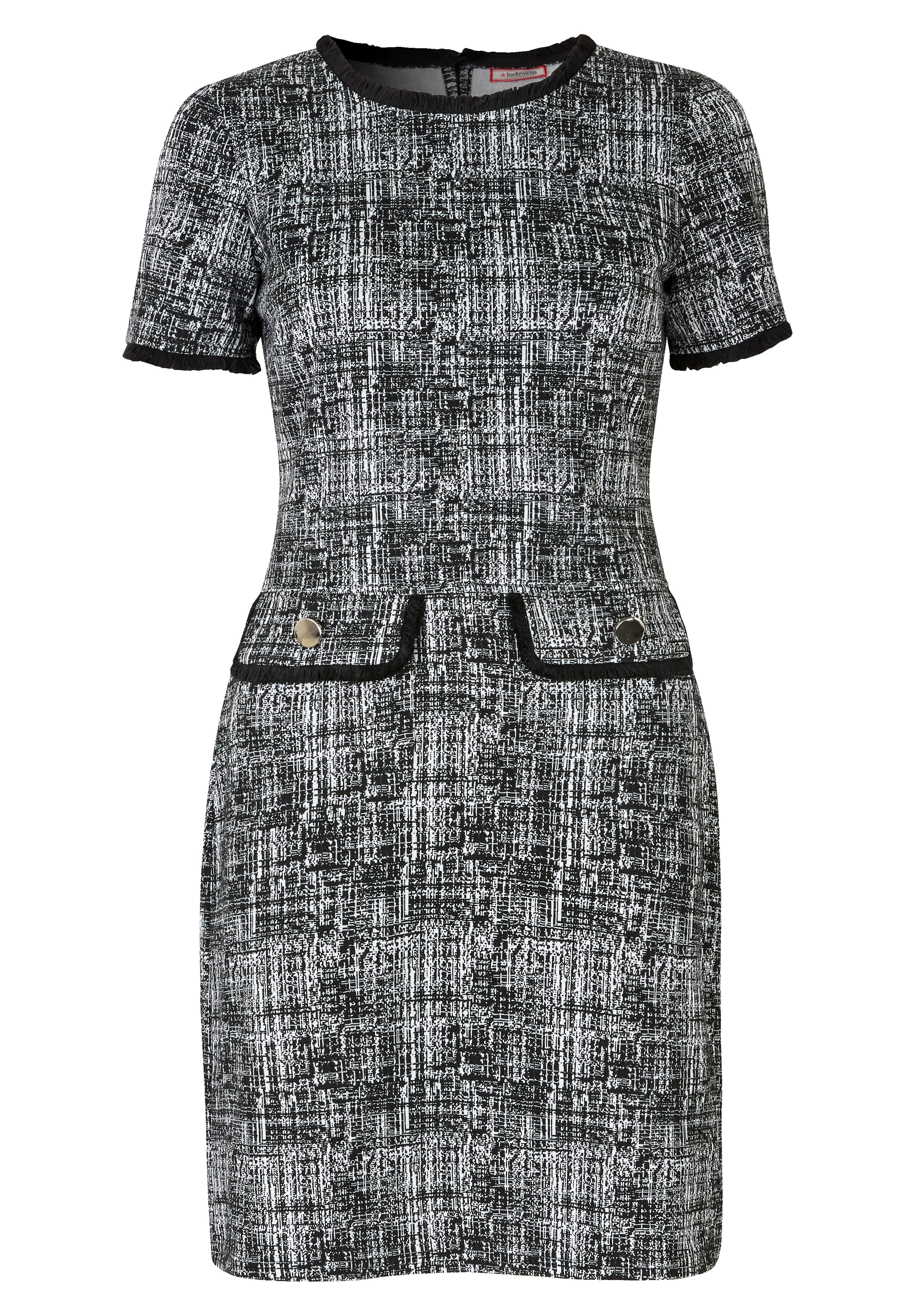 Stretch Tweed Shift Dress, BLACK GRAPHIC TWEED, alternate image number 4