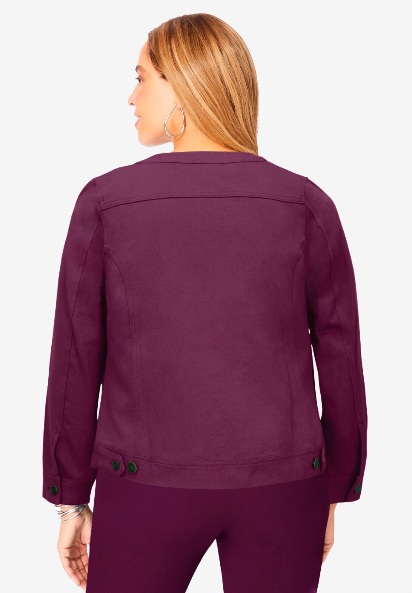 Collarless Denim Jacket, , on-hover image number 1