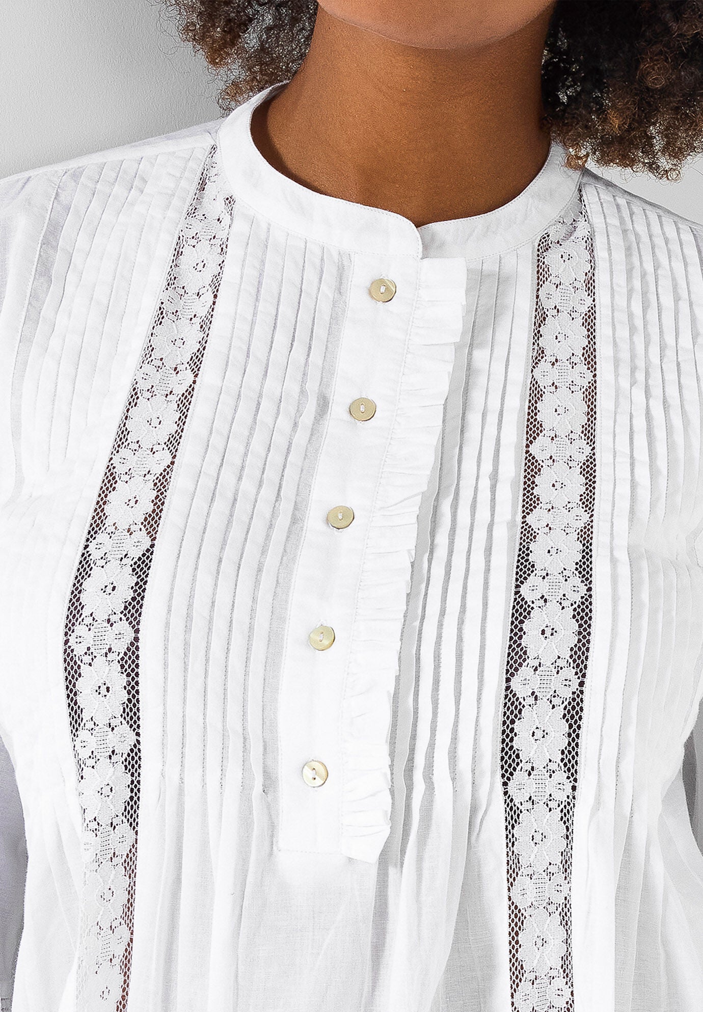 Boho Pintuck Blouse, WHITE, on-hover image number 1