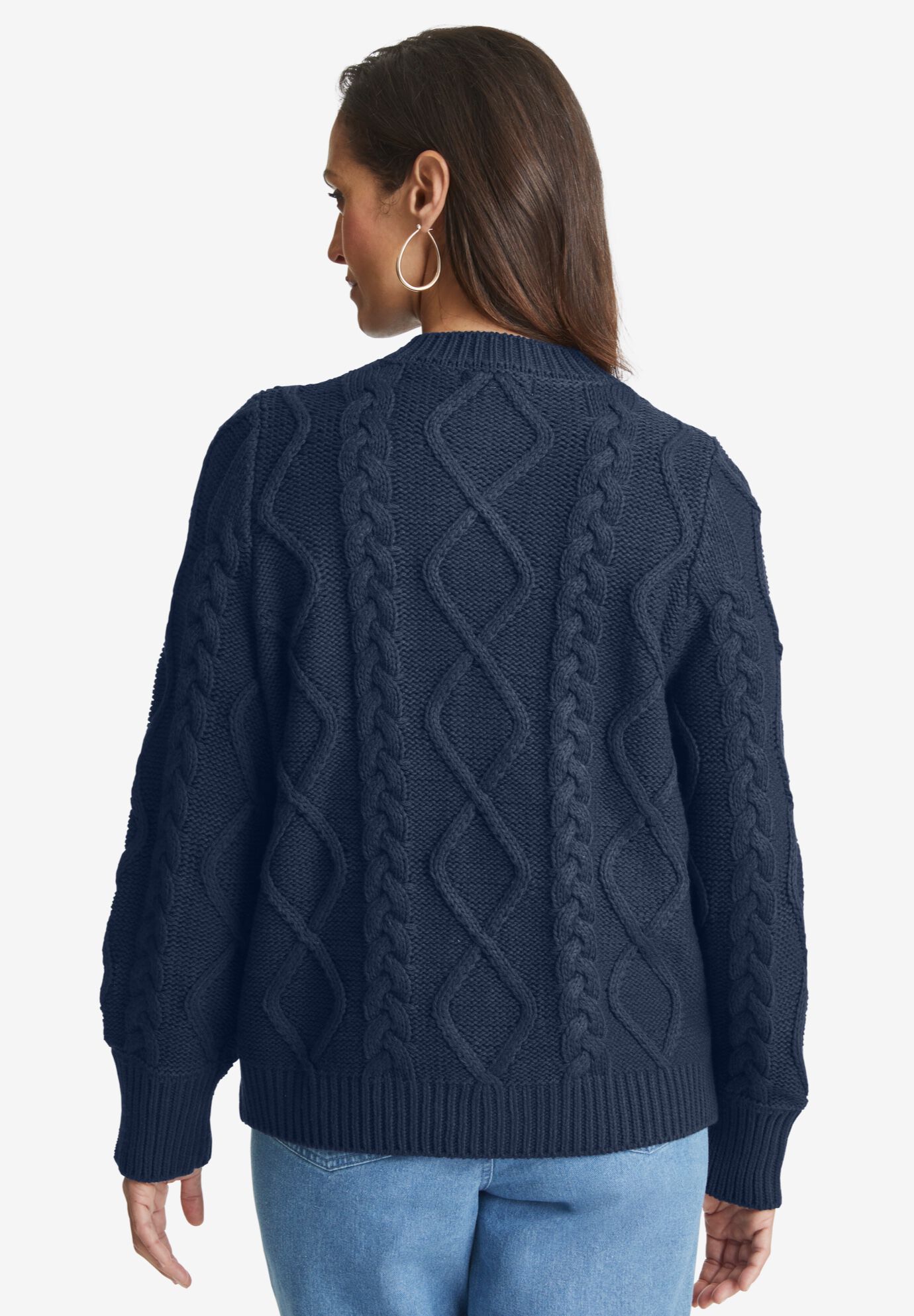 Button Front Cable Cardigan, , on-hover image number 1