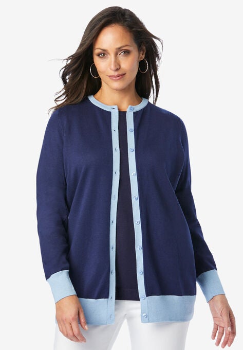 Fine Gauge Cardigan, NAVY FRENCH BLUE, hi-res image number null