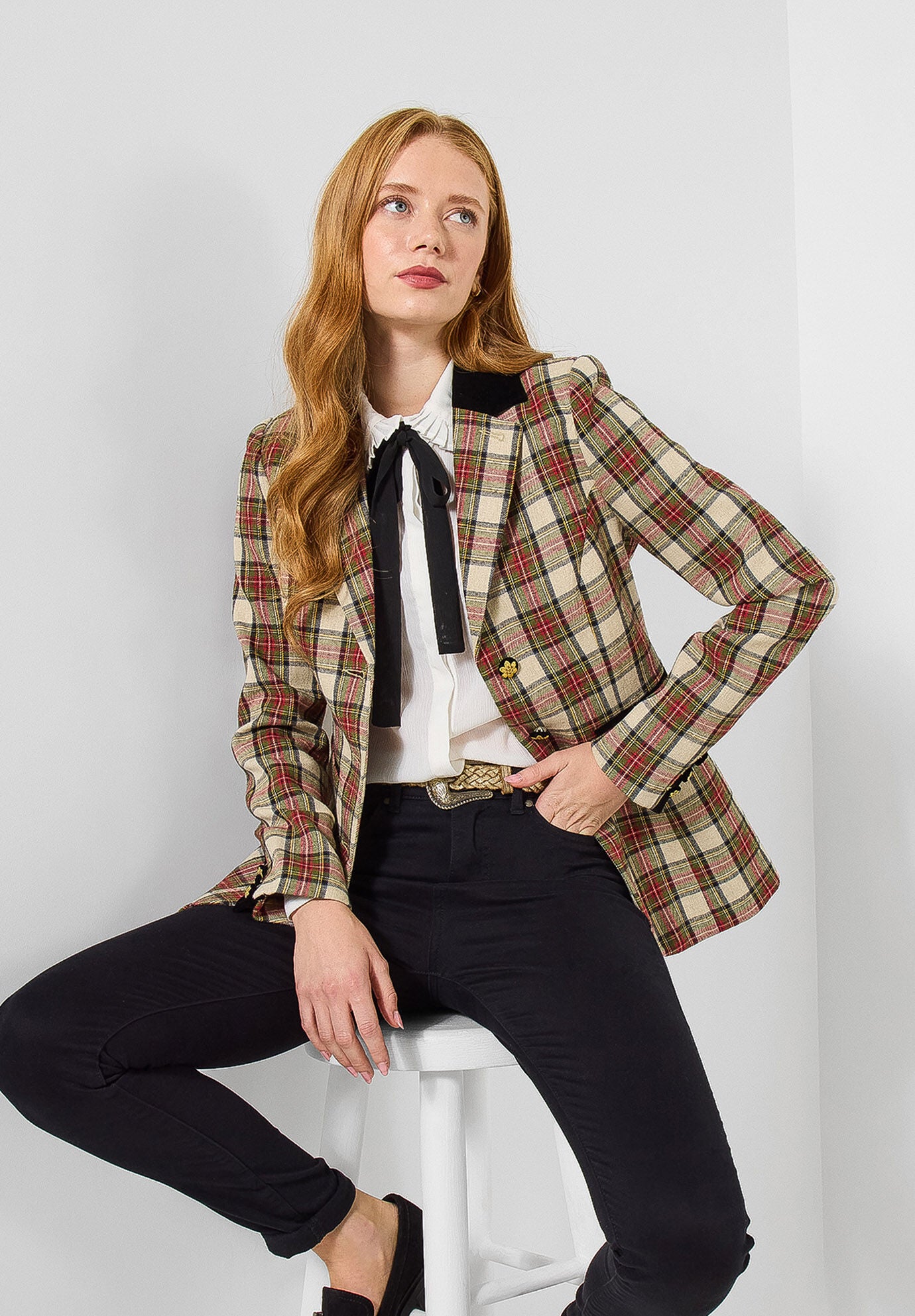 Holiday Plaid Blazer, RED CHECK PLAID, alternate image number 5