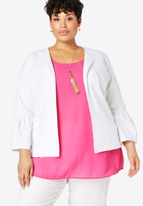 Bell Sleeve Linen Jacket Plus Size Casual Jackets Jessica London