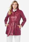 Cinched Waist Leather Jacket, BERRY TWIST, hi-res image number null