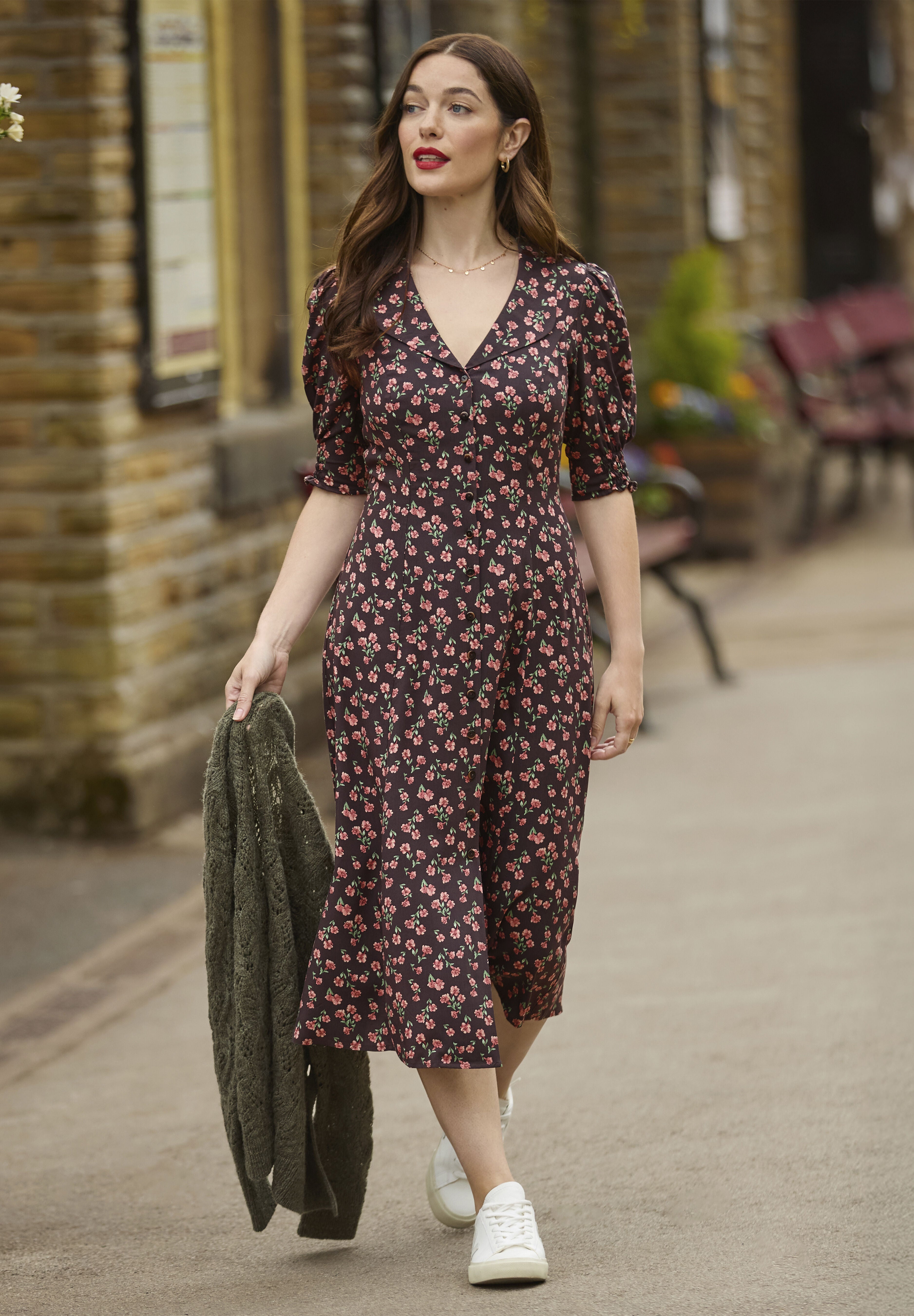 Puff Sleeve Midi Dress