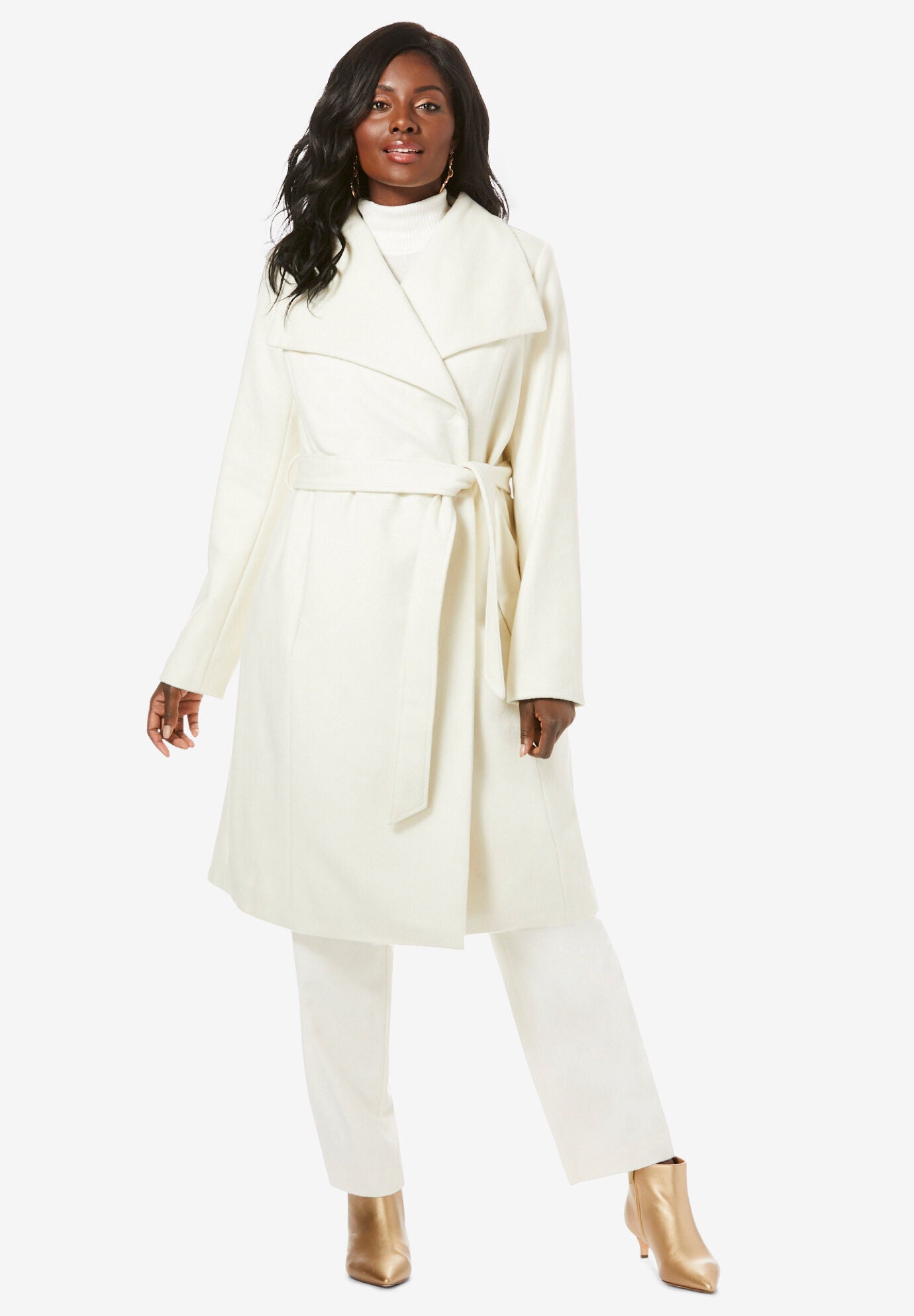 Belted Wool Blend Coat Jessica London