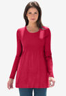 Ribbed Baby Doll Tunic Sweater, CLASSIC RED, hi-res image number null