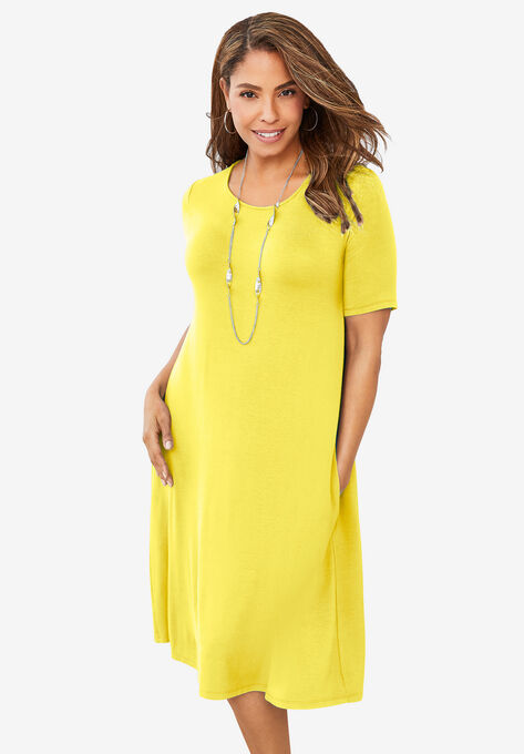 A-Line Jersey Dress, BRIGHT YELLOW, hi-res image number null
