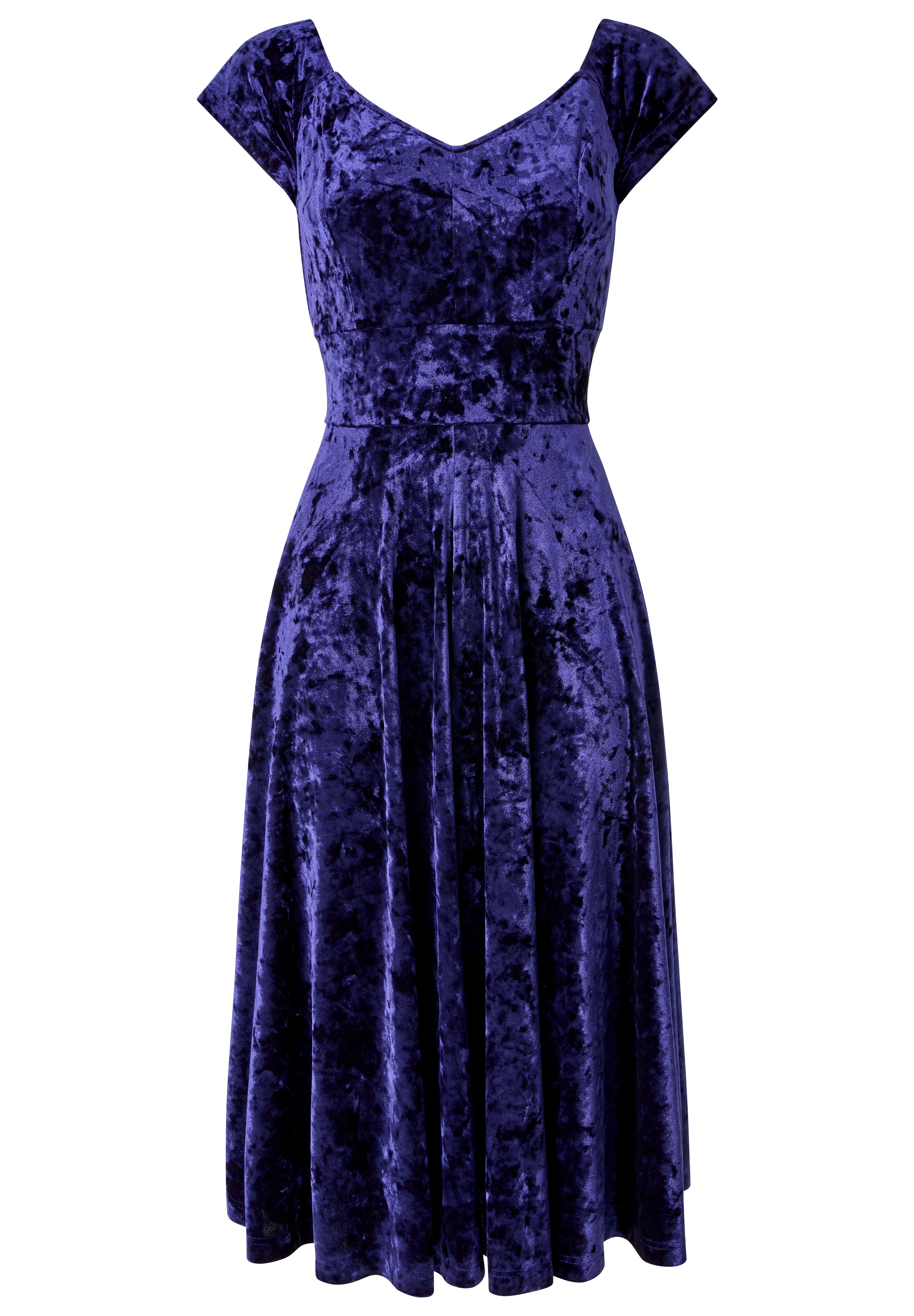 Crushed Velvet Sweetheart Midi Dress, MIDNIGHT BLUE, alternate image number 4