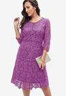 Lace Fit & Flare Dress, SOFT PLUM, hi-res image number null