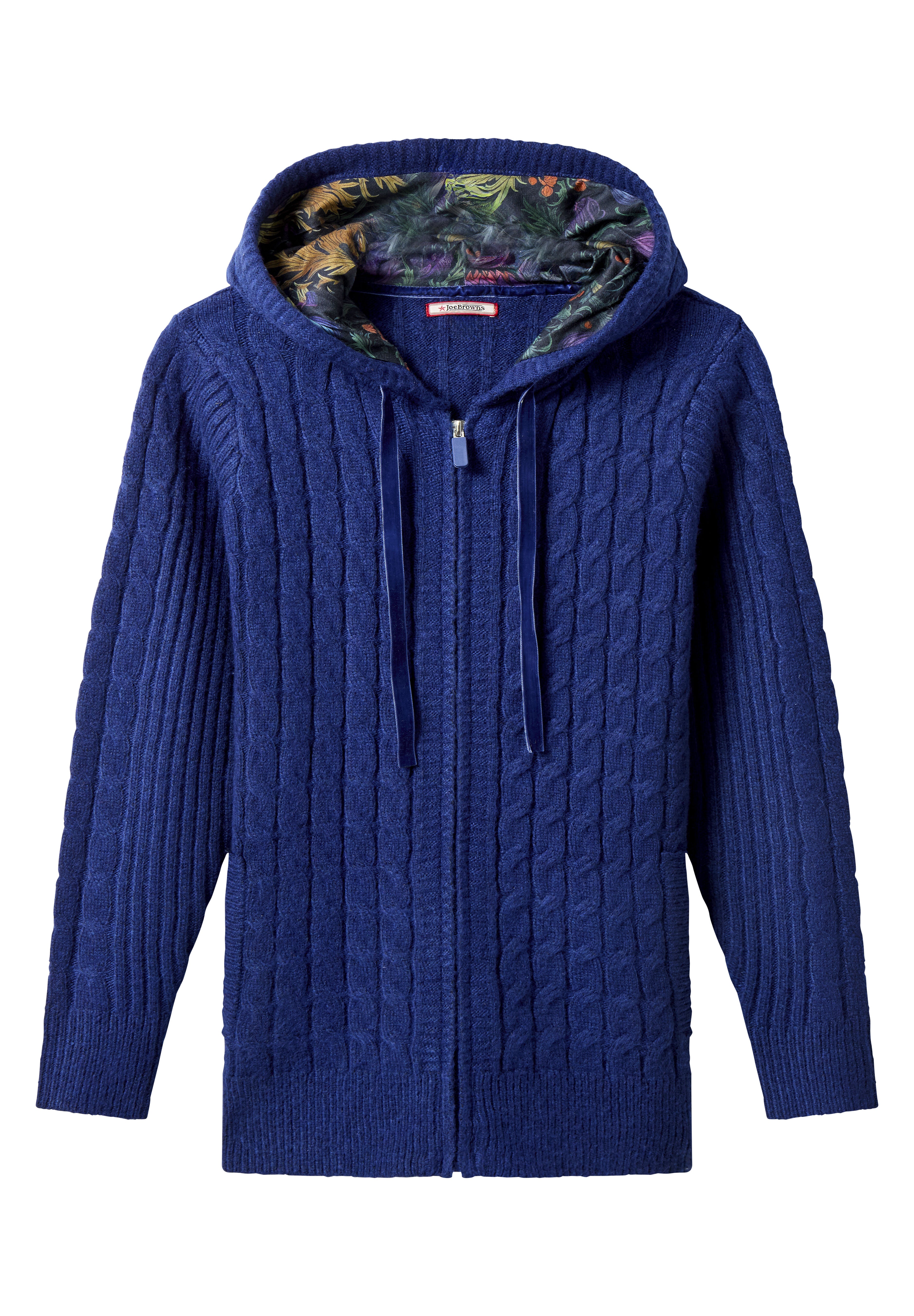 Cable Zip Hoodie, NAVY, alternate image number 4