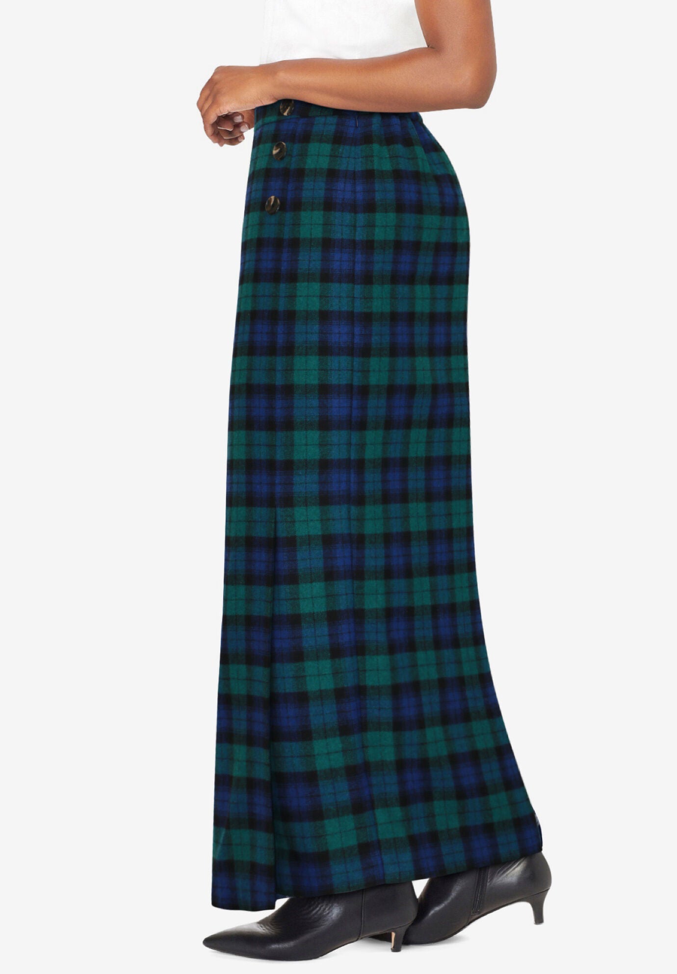 Side Button Paneled Skirt