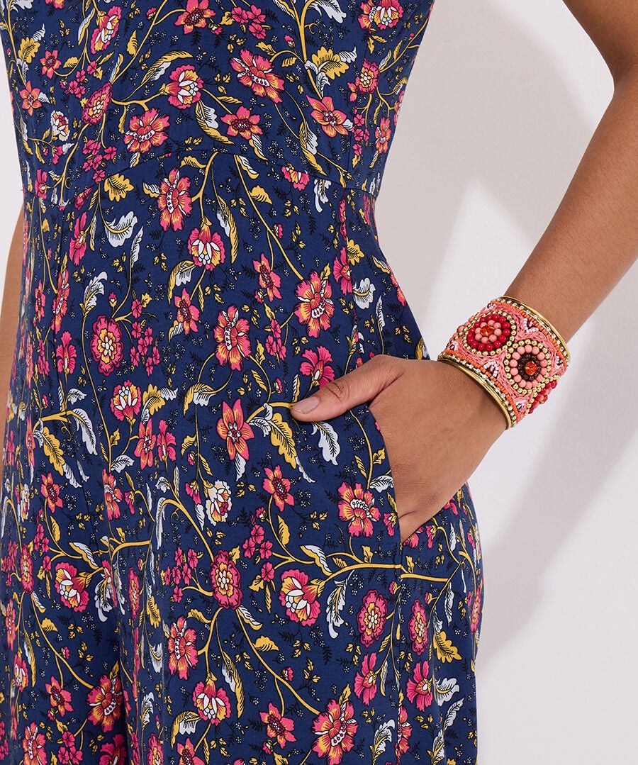 Smocked Jumpsuit, NAVY GARDEN FLORAL, alternate image number 2