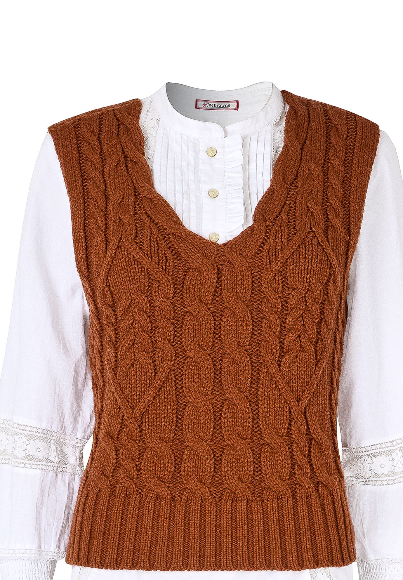 Cable Sweater Vest, ANTIQUE RUST, alternate image number 6