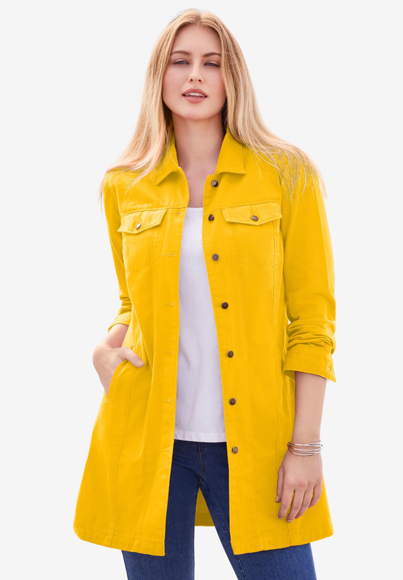 yellow denim jacket plus size