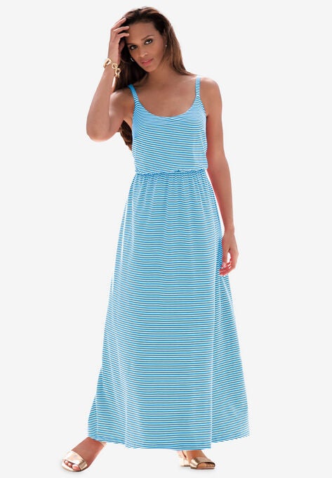 Blouson Maxi Dress, BRILLIANT BLUE STRIPE, hi-res image number null