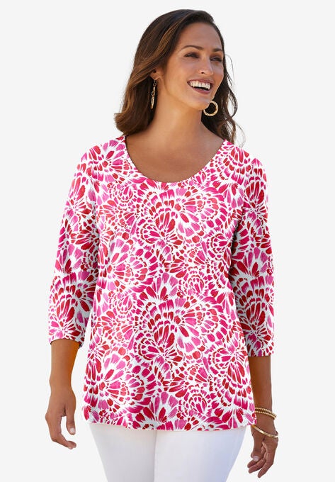 Scoop-Neck Tee, PINK FEATHER, hi-res image number null
